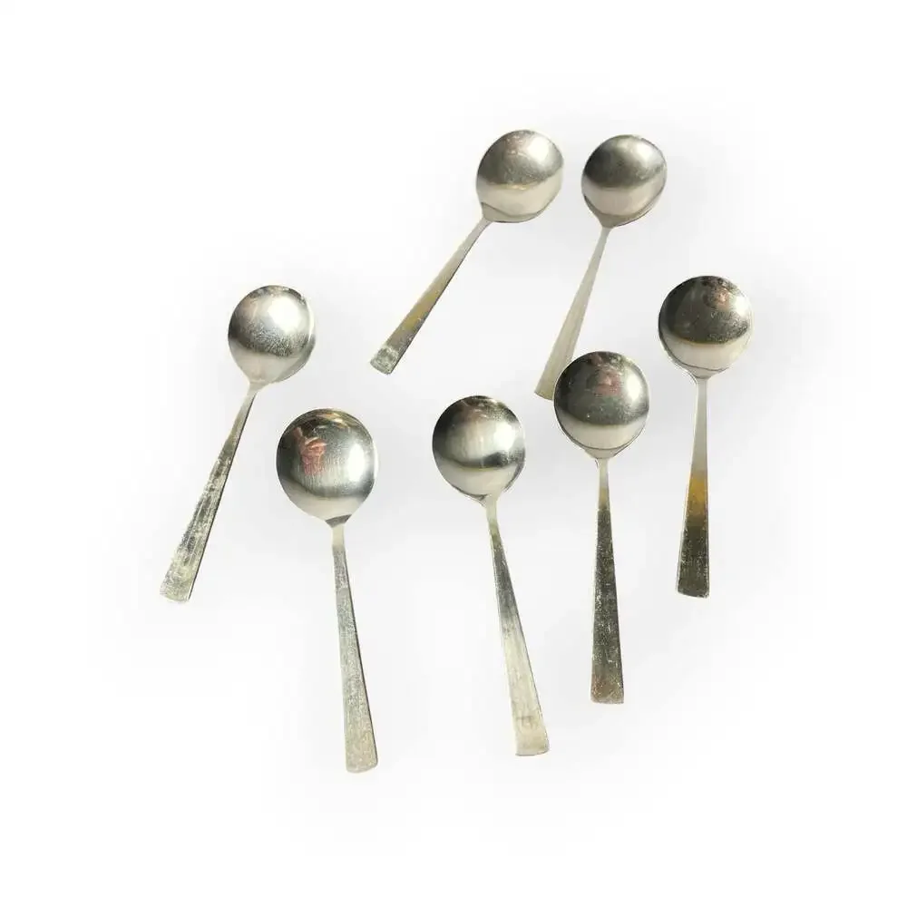 Set of 7 Vintage Delta Air Lines ABCO Stainless Steel Bouillon Spoons
